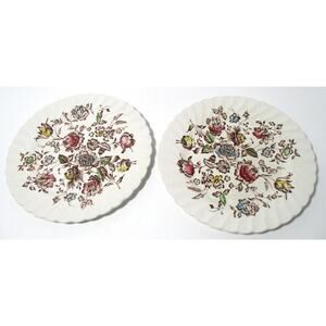 Vintage Johnson Bros. Staffordshire Bouquet 7.75" Salad Plate Ironstone Set Of 2